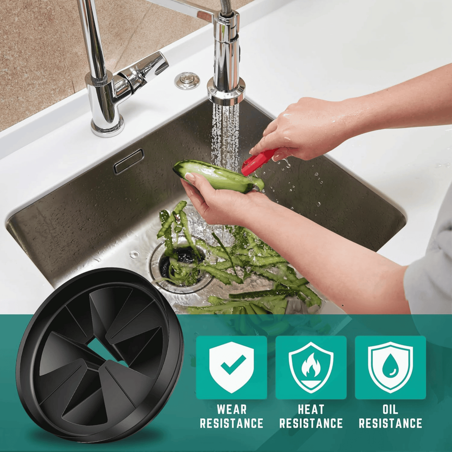 Faucet Mat for Kitchen Sink - Kitchen Sink Splash Guard with FREE Rubber Drain Insert - Faucet Guard Draining Mat, Faucet Mat Dish Soap Sponge Holder for Kitchen Sink Accessories